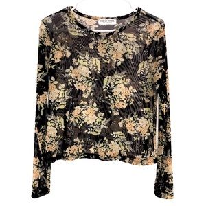Black Sheer Floral Stretchy Top